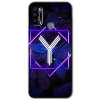 İnfinix Hot 9 Play Kılıf HD Desen Baskılı Arka Kapak - Dark Neon Yaprak Y Harfi