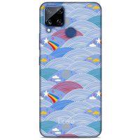 Oppo Realme C15 Kılıf Pastel Renkler (2) Kabı Mor Beyaz