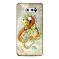 LG K50S Kılıf Dragons (21) Koruyucu Kapak Ejderha Dövme Sarı