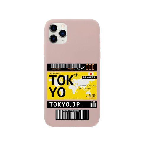 iPhone 11 Pro Tokyo Bilet Tasarımlı Pembe Telefon Kılıfı
