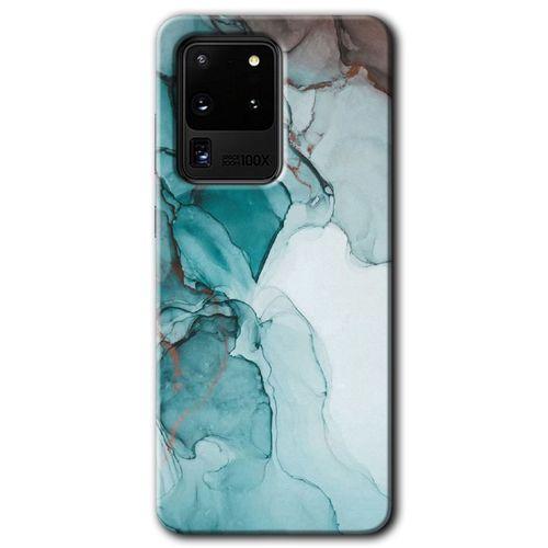 Samsung Galaxy S20 Ultra Kılıf HD Desen Baskılı Arka Kapak + Temperli Cam - Buzul Mermer