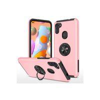Newface Samsung Galaxy A11 Kılıf Elit Yüzüklü Kapak - Pembe