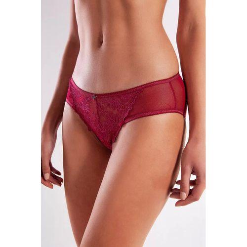 Golshan Gaspara Mini Slip, Kadın Güpürlü Tüllü Şarap Renkli Normal Kesim Külot