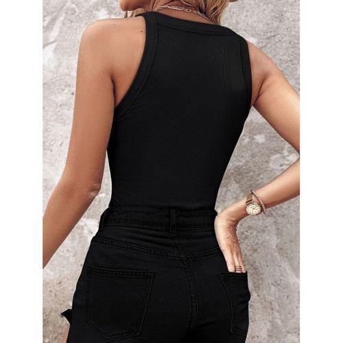 Kadın Halter Kollu Yuvarlak Taşlı Yaka Damla Detaylı Kaşkorse Bluz