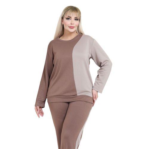 Melsay Butik Vizon Ekru Renk Bloklu Modal Kadın Eşofman Takımı