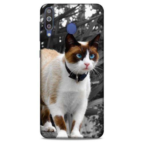 Lopard Samsung Galaxy M30 Uyumlu Kılıf Kediler (43) Thin Fit Kılıf Beyaz Kedi