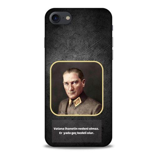 Apple Iphone 7 Kılıf Atatürk (3) Kapak Antrasit