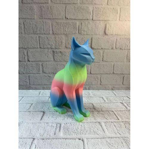 Pastel Rainbow Kedi Figürü Masa Ve Raf Üstü Ev Dekorasyonu