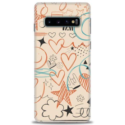 Samsung Galaxy S10 Kılıf HD Baskılı Kılıf - Notalar Turuncu + Tam Ekran Koruyucu