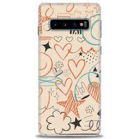 Samsung Galaxy S10 Kılıf HD Baskılı Kılıf - Notalar Turuncu + Tam Ekran Koruyucu