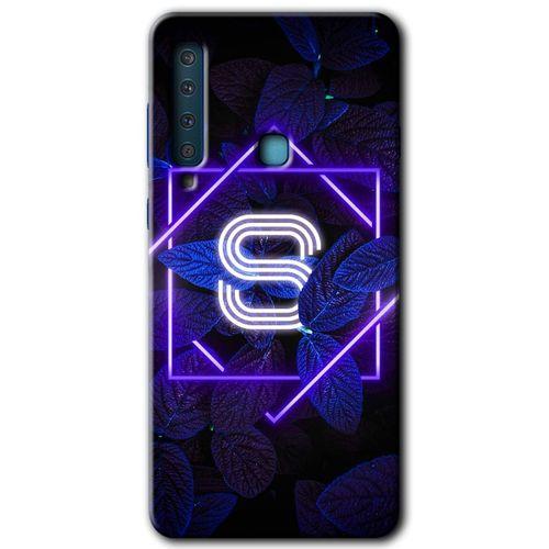 Galaxy A9 2018 Kılıf HD Desen Baskılı Arka Kapak - Dark Neon Yaprak S Harfi + Kırılmaz Cam