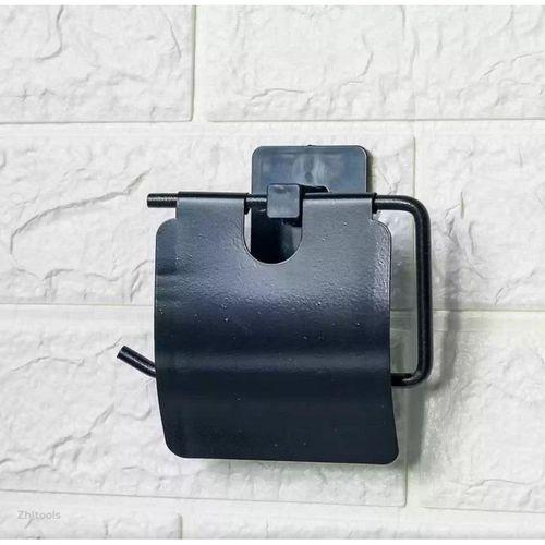 Zhltools Kendiliğinden Yapışkanlı Siyah Paslanmaz Metal Kapaklı Tuvalet Kağıtlığı Aparatı