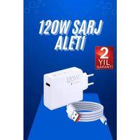 120 Watt Turbo Hızlı Şarj Aleti Seti Hızlı Şarj Adaptörü Beyaz