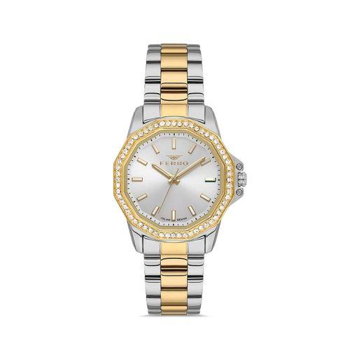 Ferro FL21540AWT-D Quartz Çelik Altın/Gri 32 mm Kadın Kol Saati