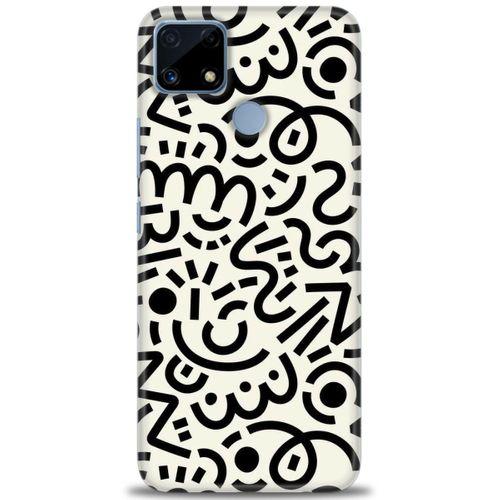 Realme C25s Kılıf HD Baskılı Kılıf - Siyah Beyaz + Tam Ekran Koruyucu