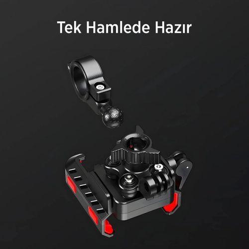 Gidon Bağlantılı 360° Derece Ayarlanabilir 3.5”-7.2” Uyumlu Motosiklet Bisiklet Telefon Tutucu