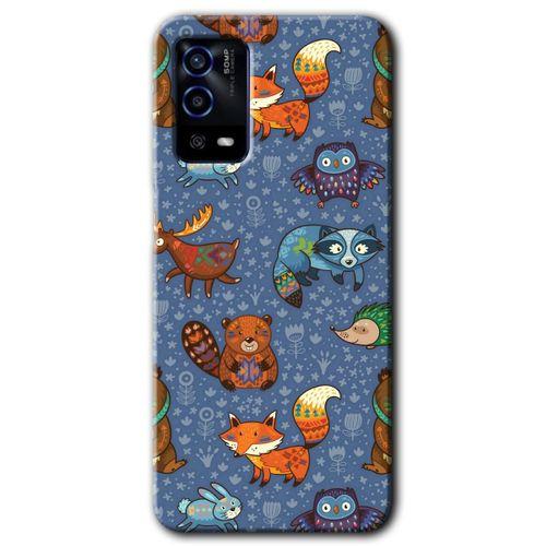 Oppo A55 Kılıf HD Desen Baskılı Arka Kapak + Temperli Cam - Animals Funny