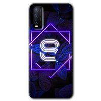 Vivo Y20 Kılıf HD Desen Baskılı Arka Kapak - Dark Neon Yaprak S Harfi