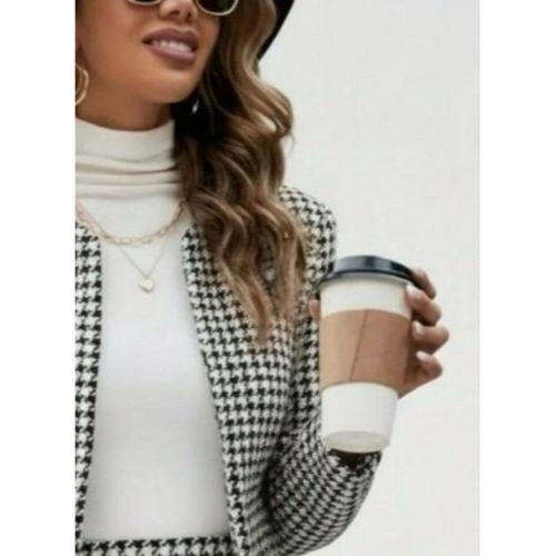 Kadın Uzun Kollu önü Açık Dokuma Ceket Ve Mini Etek Ikili Takım