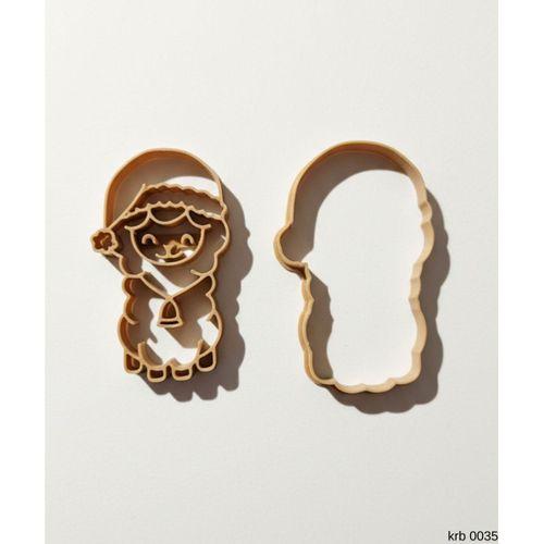 Çanlı Noel Kuzusu Kurabiye Kalıbı – Şapkalı Sevimli Kuzu Figürlü, Çift Parça Hamur Kesici, Şeker Hamuru ve Oyun Hamuru İçin