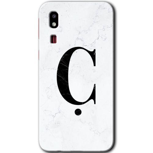 Galaxy A2 Core Kılıf HD Desen Baskılı Arka Kapak - Beyaz Mermer Desenli Ç Harfi