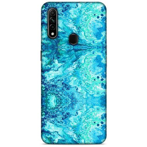 Mermer Desenli (36) Tema Glitter Kılıf Deniz Mavisi Oppo A31 Kılıf