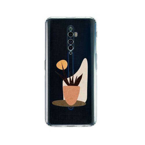 Oppo Reno 2Z Saksıda Çiçek Desenli Premium Şeffaf Silikon Kılıf