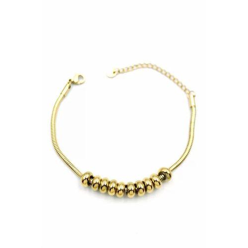 Halkalı Yılan Zincir Bileklik - Altın