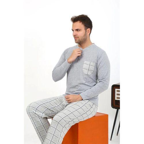 Erkek Uzun Kol Penye Gri Pijama Takımı