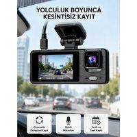 3 Kameralı Araç Dvr 1080p Ön + Hd Arka + İç Kamera Döngü Kayıt 2’’ Ekran