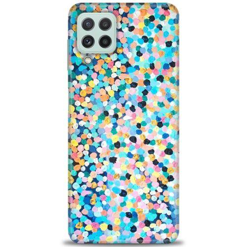 Samsung Galaxy A22 Kılıf HD Baskılı Kılıf - Renkli Benekler + Tam Ekran Koruyucu