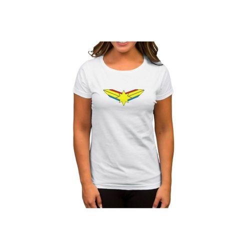 Captain Marvel Logo Beyaz Kadın Tişört