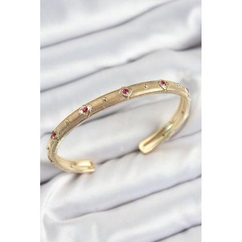 Pirinç Renkli Zirkon Taşlı Vintage Model Gold Renk Kadın Kelepçe