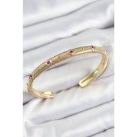 Pirinç Renkli Zirkon Taşlı Vintage Model Gold Renk Kadın Kelepçe