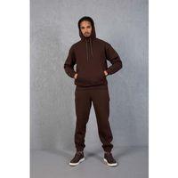 Şardonlu Kanguru Cepli Sweatshirt - 3 İplik Şardonlu Lastik Paça Erkek Eşofman Altı- Eşofman Takımı - Kahve