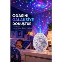 Dinozor Yumurtası Galaksi Projektör Gece Lambası 4'ü 1 Arada – Bluetooth Hoparlörlü