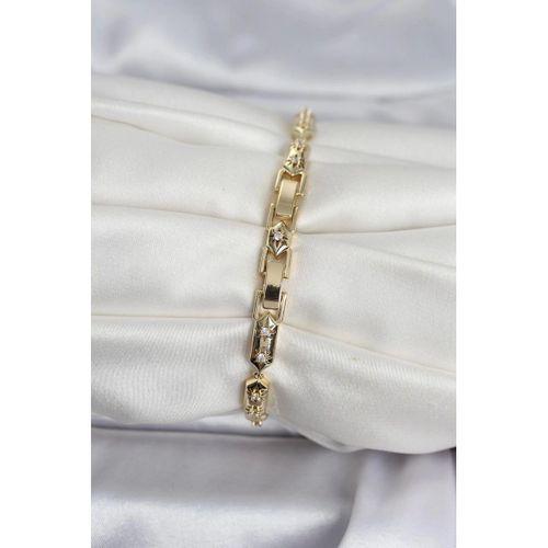 Pirinç Gold Renk Kutup Yıldızı İşleme Kadın Bileklik