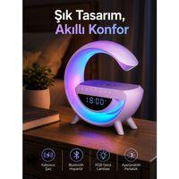 Bluetooth Hoparlör 15w Kablosuz Hızlı Şarj Led Gece Lambası