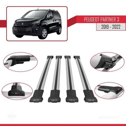 Peugeot Partner 2019-2022 Arası ile uyumlu FLY Model Ara Atkı Tavan Barı GRİ 4 ADET BAR