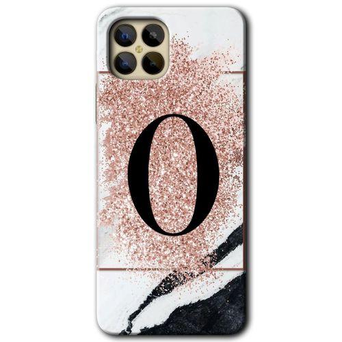 Omix X600 Kılıf HD Desen Baskılı Arka Kapak - Pembe Mermer Desenli O Harfi
