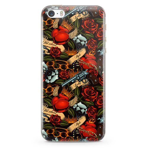 Apple iPhone 5s Kılıf Geçici Dövme Arka Kapak Koruma Desenli Full Koruyucu