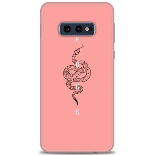 Samsung Galaxy S10E Kılıf HD Baskılı Kılıf - Pembe Yılan + Tam Ekran Koruyucu