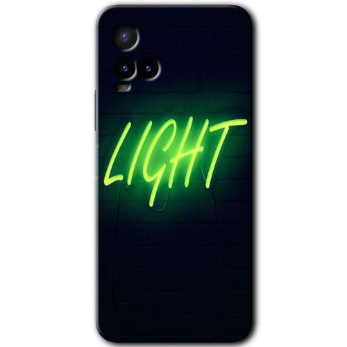 Vivo Y21s Kılıf HD Desen Baskılı Arka Kapak+Temperli Cam - Neon İnscription