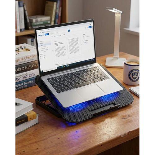 Usb Girişli Laptop Soğutma Standı Çift Fan Mavi Işıklı Notebook Soğutucu