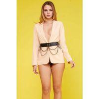 Zincirli Siyah Deri Bel Kemeri - Brf763