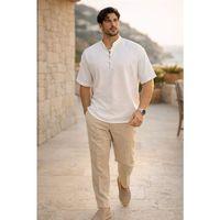 Wes Oversize Yarım Pat Bambu Kısa kol Gömlek - Beyaz