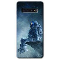 Galaxy S10 Kılıf HD Desen Baskılı Arka Kapak - Astronot Yalnızlığı + Kırılmaz Cam