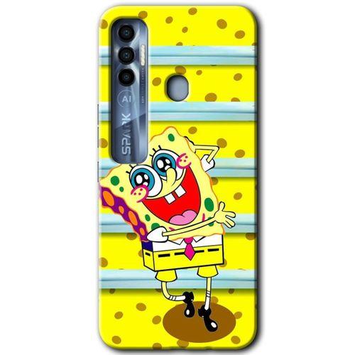Tecno Spark 7 Pro HD Baskılı Kılıf + 9D Tam Ekran Koruyucu - Aşık Sünger Bob