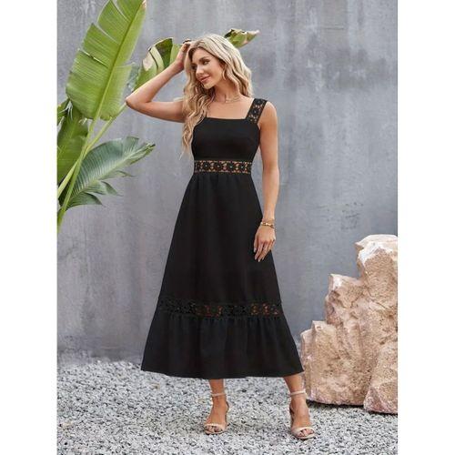 Kadın Askılı Dantel Detaylı Kiloş Janjan Krep Elbise