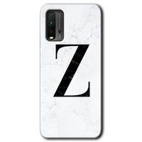 Poco M3 Kılıf Baskılı Kapak - Beyaz Mermer Desenli Z Harfi + 5D Tam Kaplayan Cam